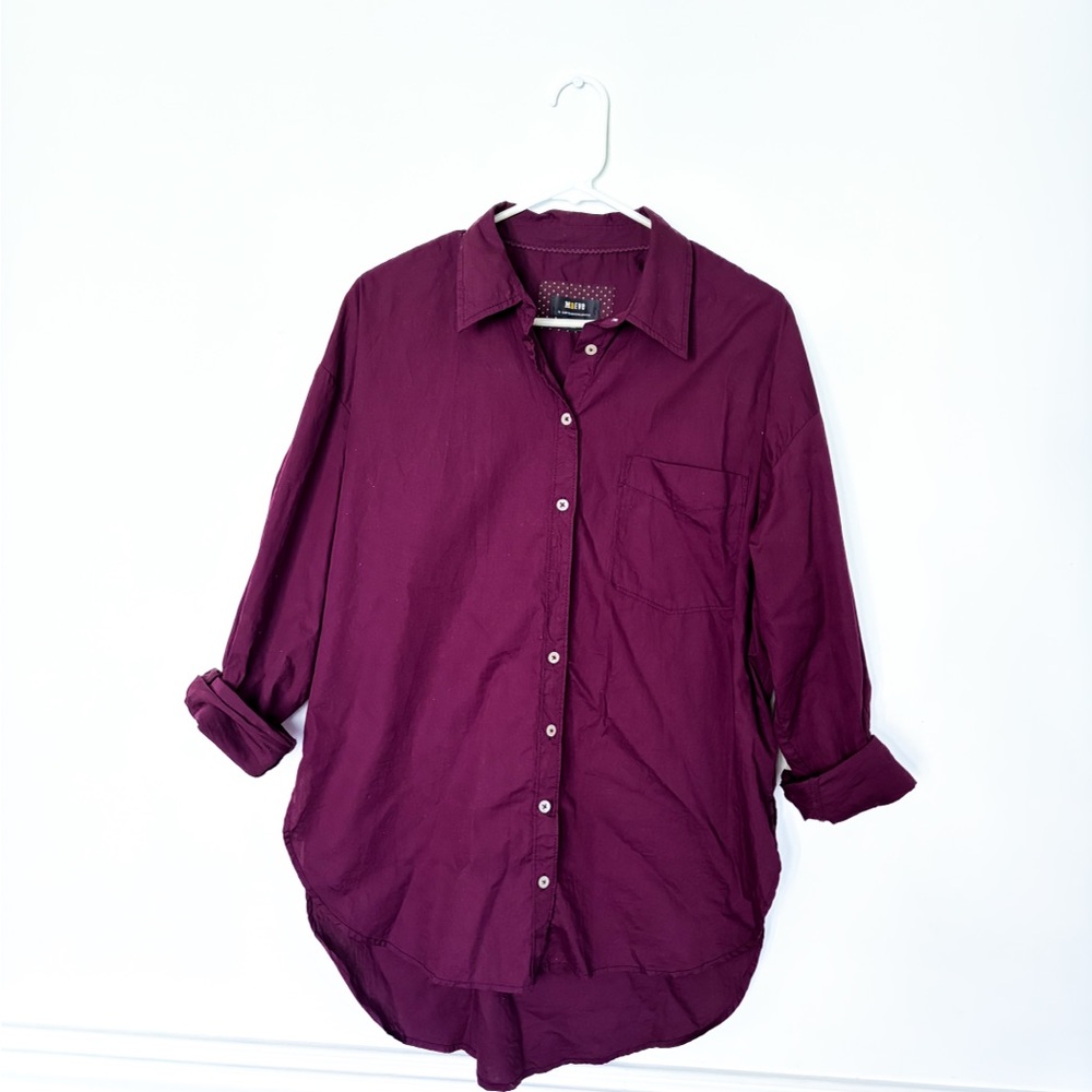 Anthropologie Maeve The Bennet Buttondown Shirt Dark Purple - Picture 2 of 6